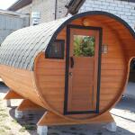 Баня-бочка 5 м с козырьком, фото 14