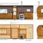 Квадро баня 6 м с козырьком, с раздевалкой, боковой вход, фото 29