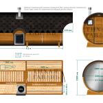 Баня-бочка Батискаф 4,5 м с козырьком, фото 15