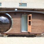 Баня овальная с панорамным куполом 2,4*6 м коричн., две комнаты, с душевой, фото 30