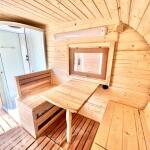 Баня овальная с панорамным куполом 2,4*6 м коричн., две комнаты, с душевой, фото 42