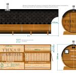 Баня-бочка 5 м с козырьком, фото 13