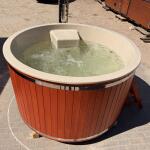 Композитная купель TG Spas Laguna 200 см с аэромассажем, гидромассажем и подсветкой, цвет красное дерево, чаша бежевый песок, фото 28
