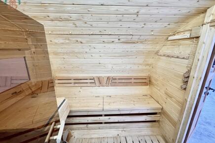 Баня овальная с панорамным куполом 3*5 м, две комнаты, с подсветкой