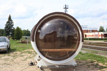 Баня Батискаф 2,6 м белая, топка снаружи