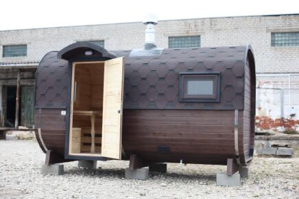 Баня Квадро 4 м, 2 отделения, боковой вход. Печь Везувий Легенда 12