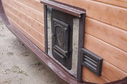Баня овальная с панорамным куполом 2,4*4 м, две комнаты