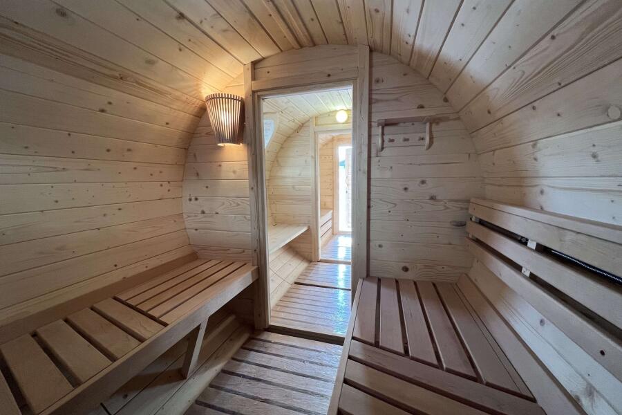 Баня-бочка 6 м с козырьком, 3 комнаты, фото 8