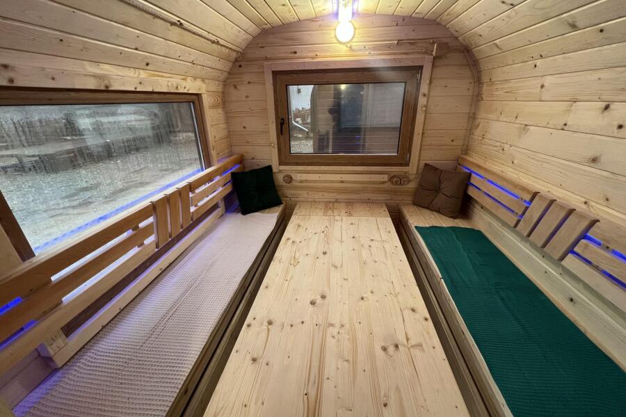 Квадро баня 6 м с козырьком, с раздевалкой, боковой вход, фото 8