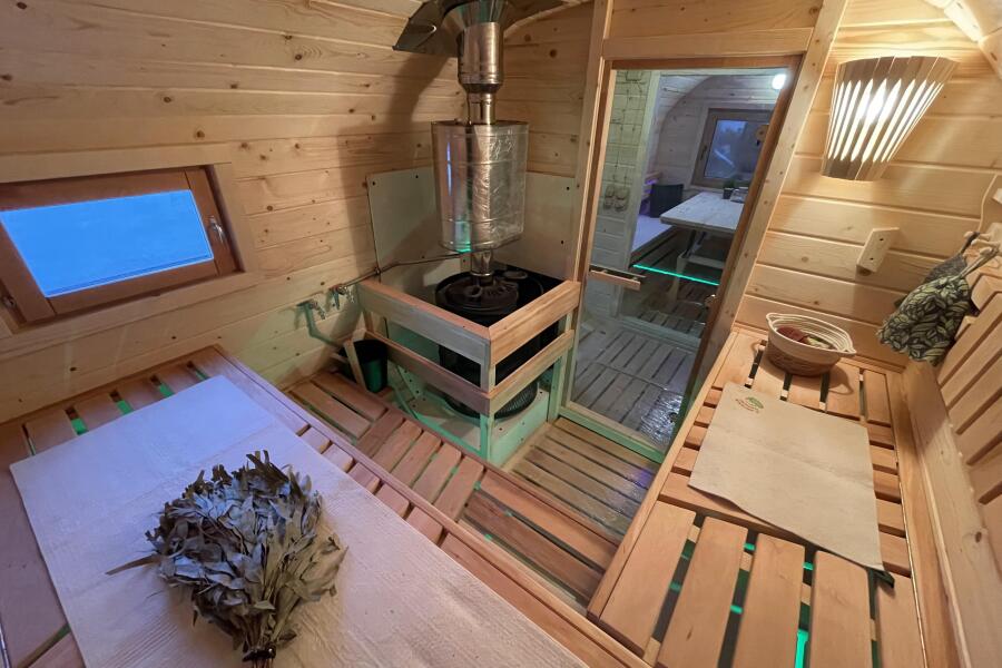 Квадро баня 6 м с козырьком, с раздевалкой, боковой вход, фото 10