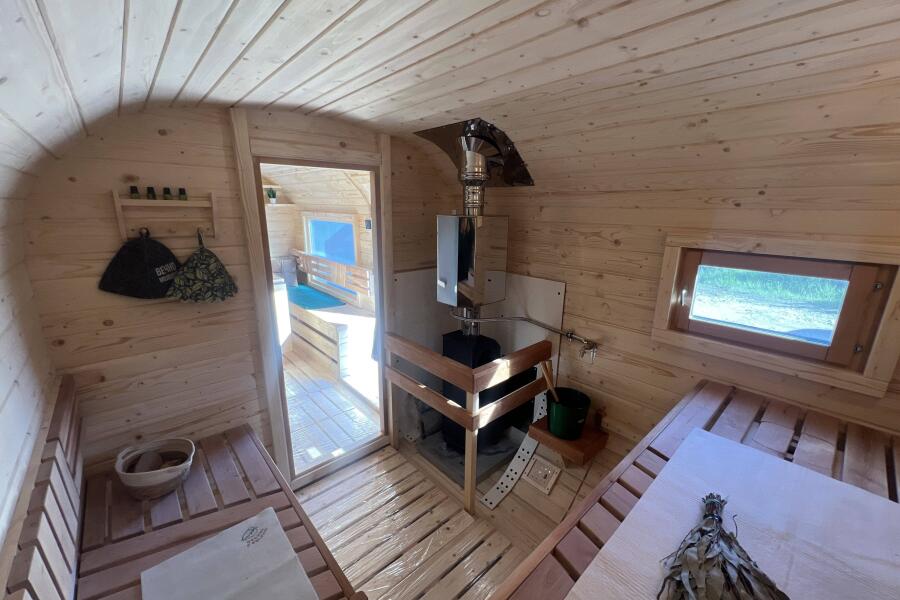 Квадро баня 6 м с козырьком, с раздевалкой, боковой вход, фото 17