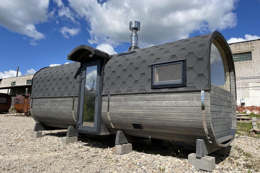 Квадро баня 6 м с козырьком, с раздевалкой, боковой вход, фото 18