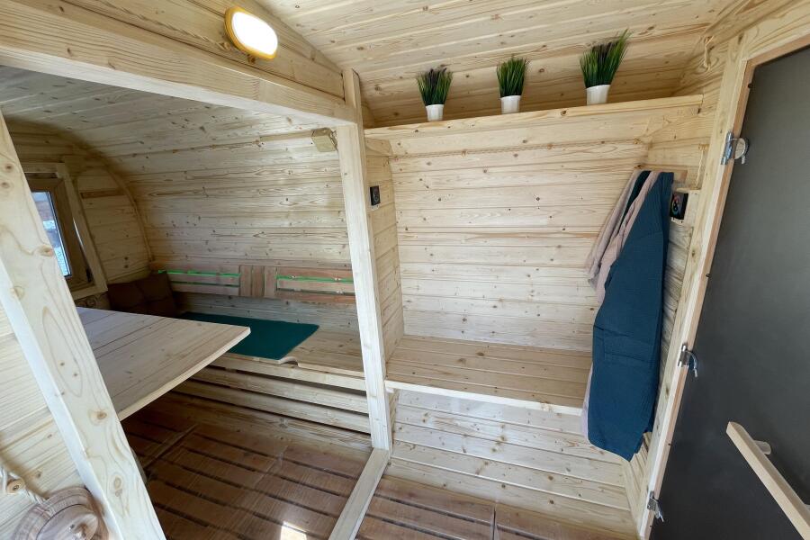 Квадро баня 6 м с козырьком, с раздевалкой, боковой вход, фото 22