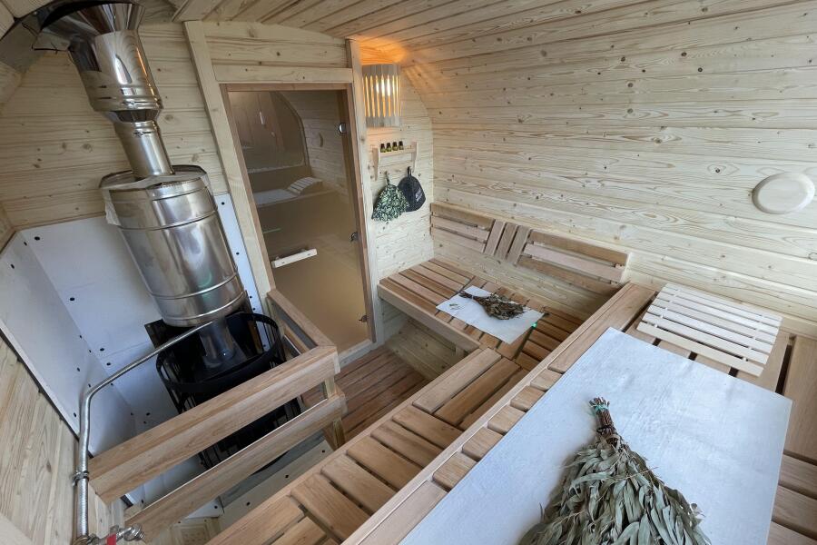 Квадро баня 6 м с козырьком, с раздевалкой, боковой вход, фото 26