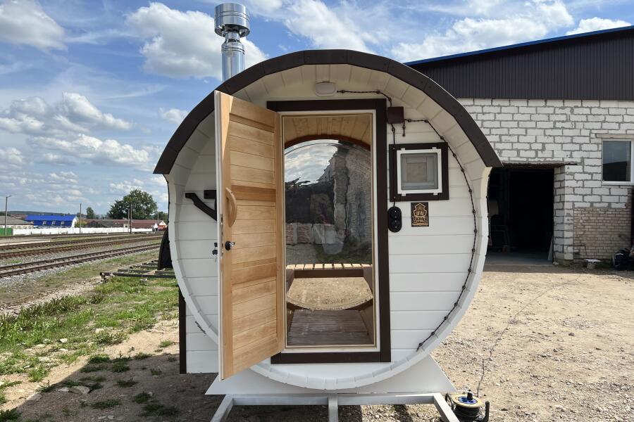 Баня-бочка Батискаф 2,5 м с козырьком, фото 3