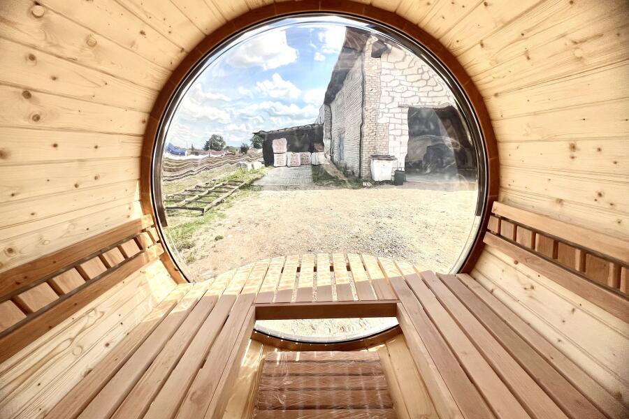 Баня-бочка Батискаф 2,5 м с козырьком, фото 6