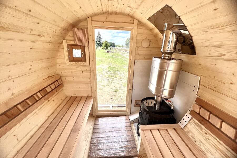 Баня-бочка Батискаф 2,5 м с козырьком, фото 7