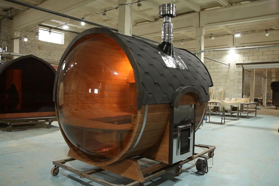 Баня-бочка Батискаф 2,5 м с козырьком, фото 11