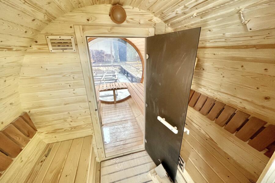 Баня-бочка Батискаф 4,5 м с козырьком, фото 3