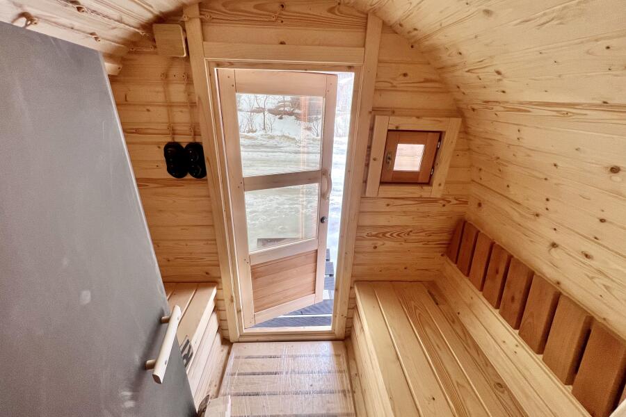 Баня-бочка Батискаф 4,5 м с козырьком, фото 5