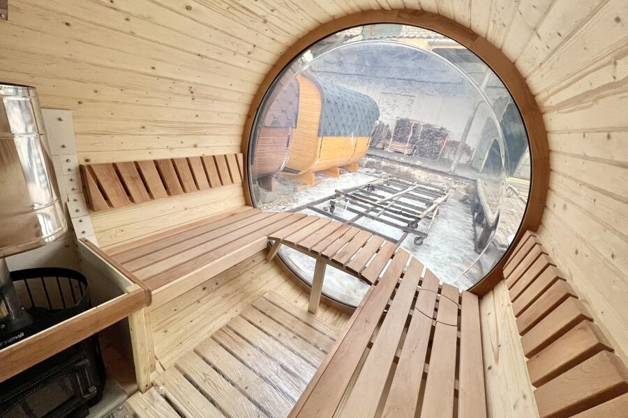 Баня-бочка Батискаф 4,5 м с козырьком, фото 7