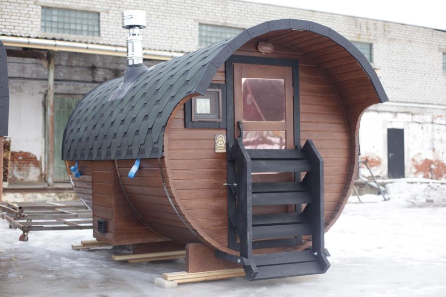 Баня-бочка Батискаф 4,5 м с козырьком, фото 8