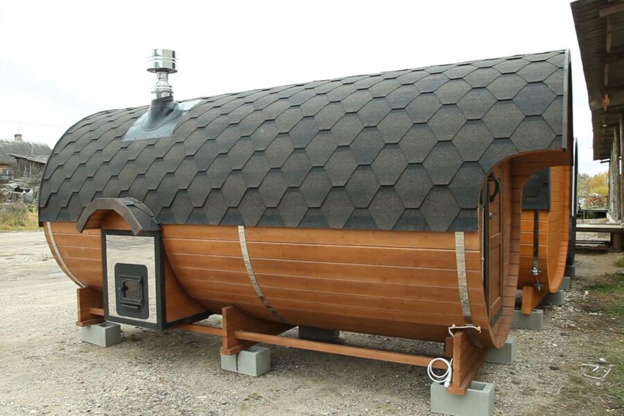 Баня-бочка Батискаф 4,5 м с козырьком, фото 10