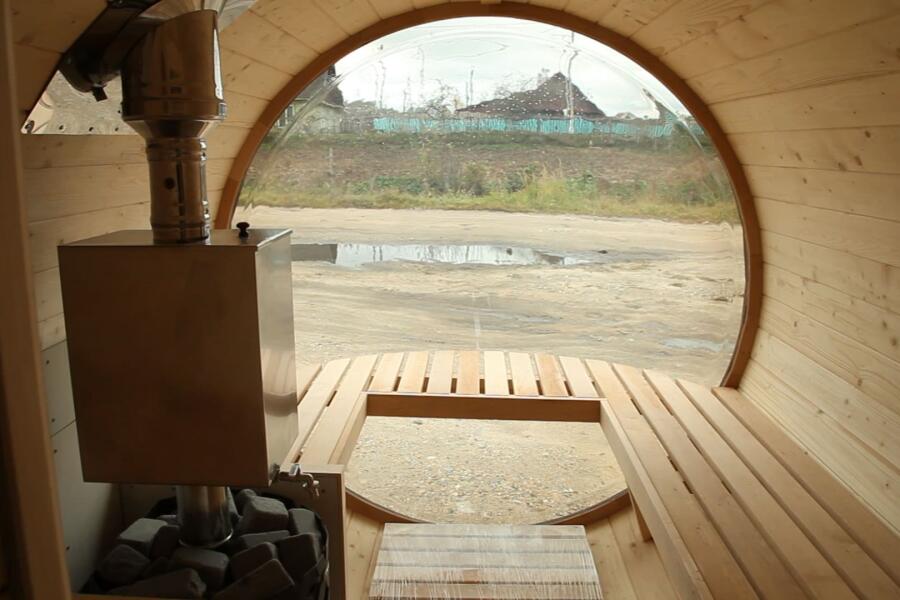 Баня-бочка Батискаф 4,5 м с козырьком, фото 11