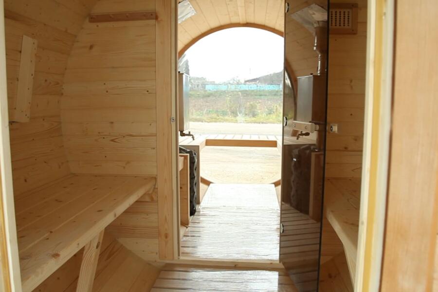 Баня-бочка Батискаф 4,5 м с козырьком, фото 12