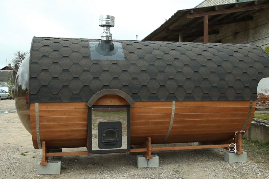 Баня-бочка Батискаф 4,5 м с козырьком, фото 13