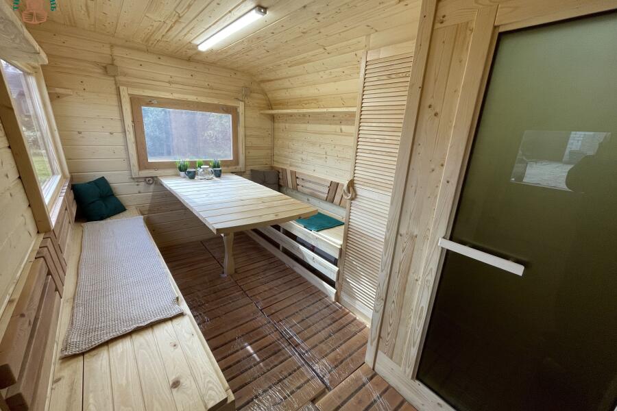 Баня Парус 6 м, 2 отд, боковой вход, со спальным местом и душевой, топка внутри, фото 7