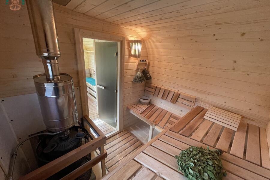 Баня Парус 6 м, 2 отд, боковой вход, со спальным местом и душевой, топка внутри, фото 13