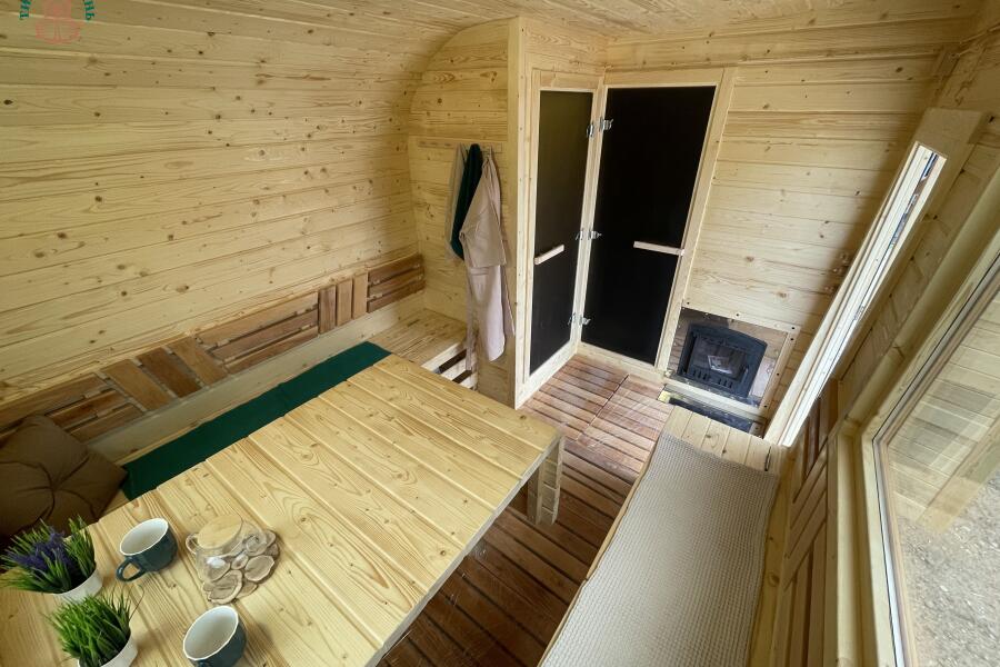 Парус 6 м, 2 отделения, с душевой, боковой вход, топка внутри, фото 9