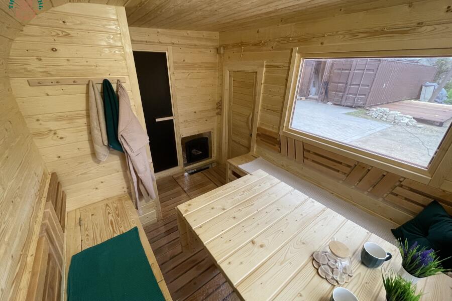 Парус 6 м, 2 отделения, с душевой, боковой вход, топка внутри, фото 10