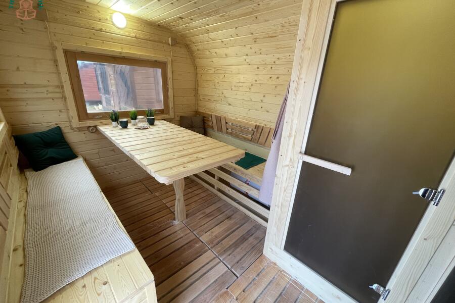 Парус 6 м, 2 отделения, с душевой, боковой вход, топка внутри, фото 11