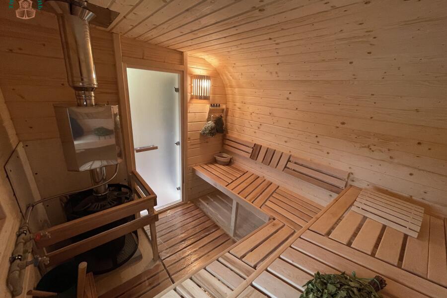 Парус 6 м, 2 отделения, с душевой, боковой вход, топка внутри, фото 21