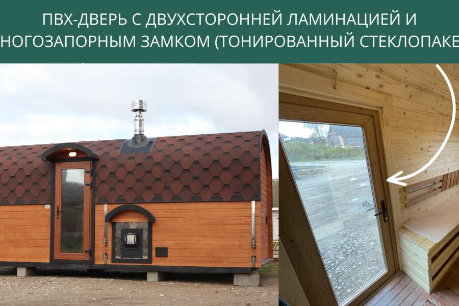 ПВХ-дверь с ламинацией 2 стороны + тонированное стекло, фото 2