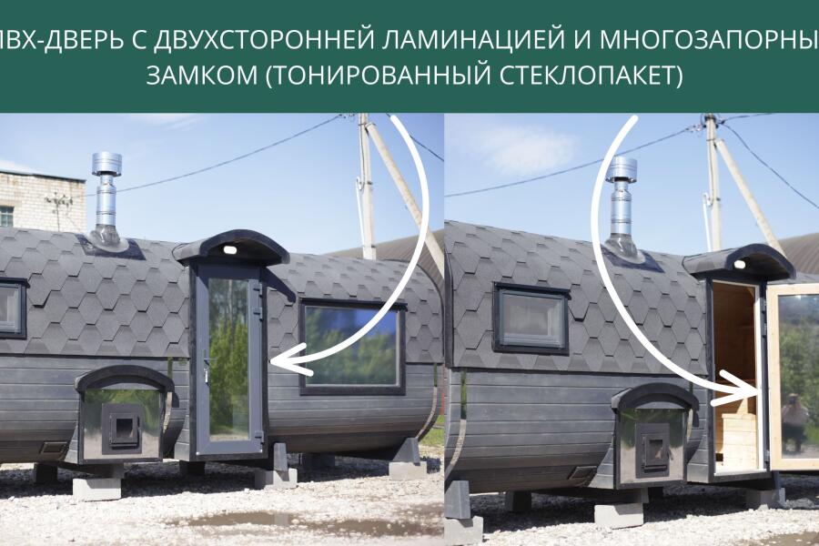 ПВХ-дверь с ламинацией 2 стороны + тонированное стекло, фото 4
