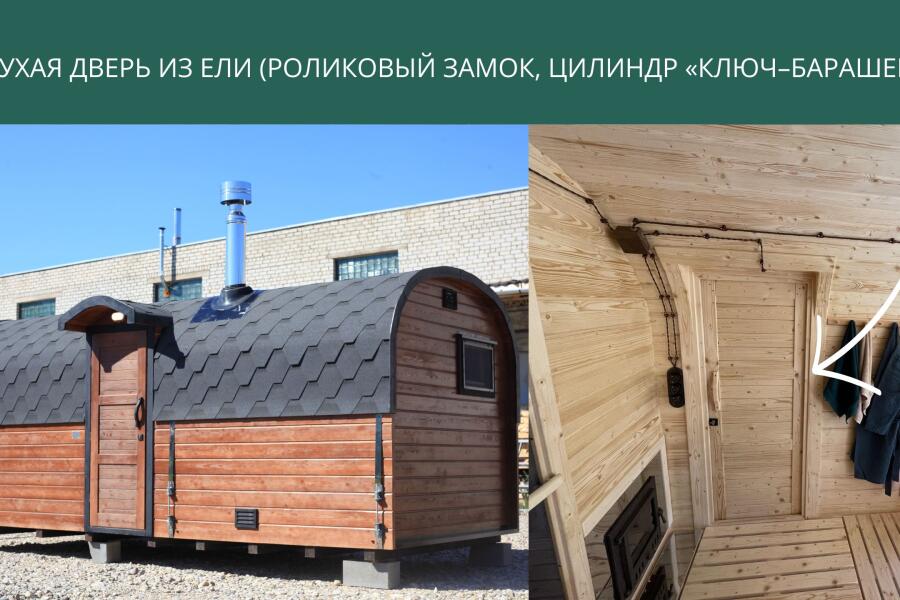 Глухая дверь из ели (роликовый замок, цилиндр «ключ–барашек»), фото 2