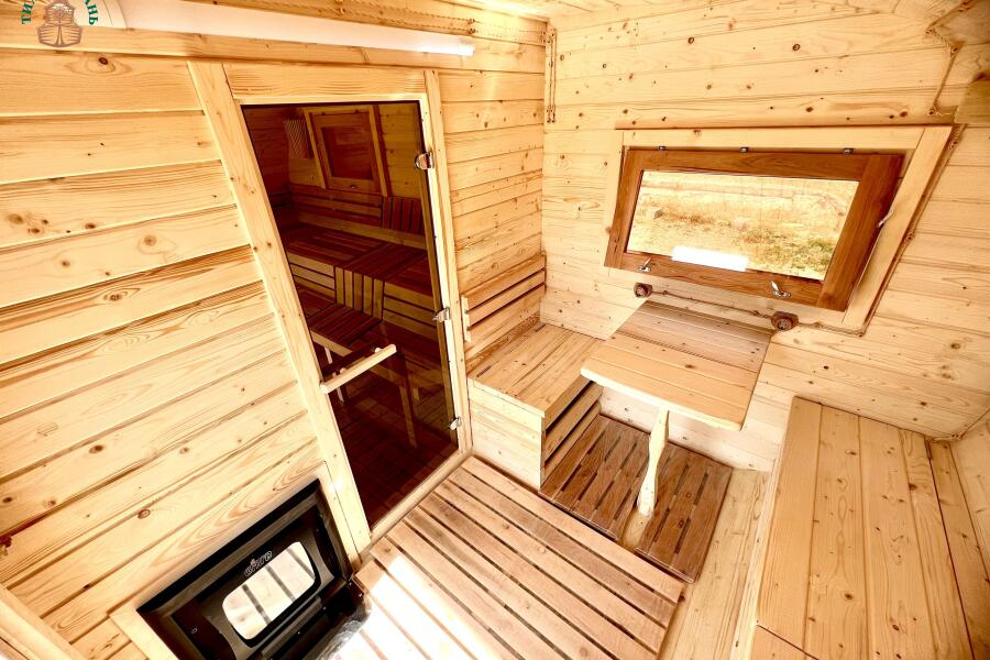 Баня овальная с панорамным куполом 3*5 м, две комнаты, фото 6