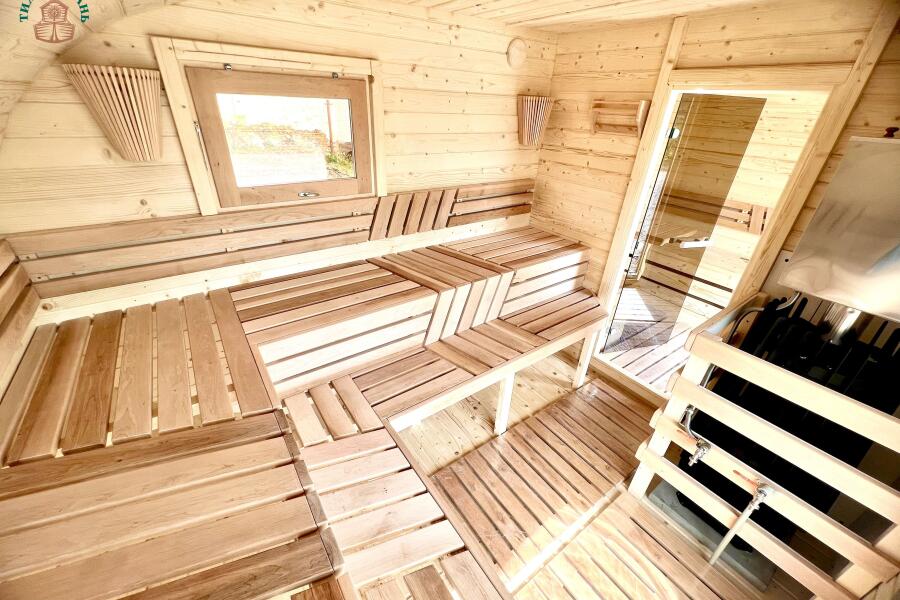 Баня овальная с панорамным куполом 3*5 м, две комнаты, фото 10