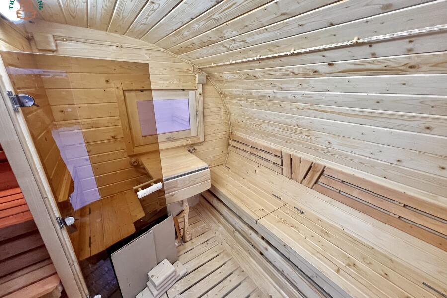 Баня овальная с панорамным куполом 3*5 м, две комнаты, с подсветкой, фото 12