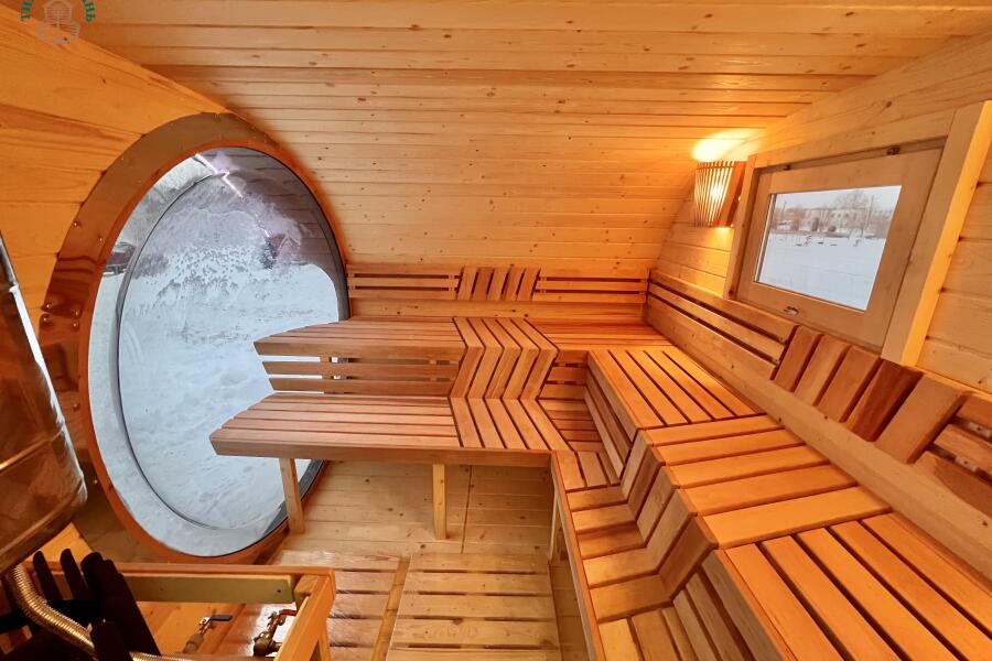 Баня овальная с панорамным куполом 3*5 м, две комнаты, с подсветкой, фото 19