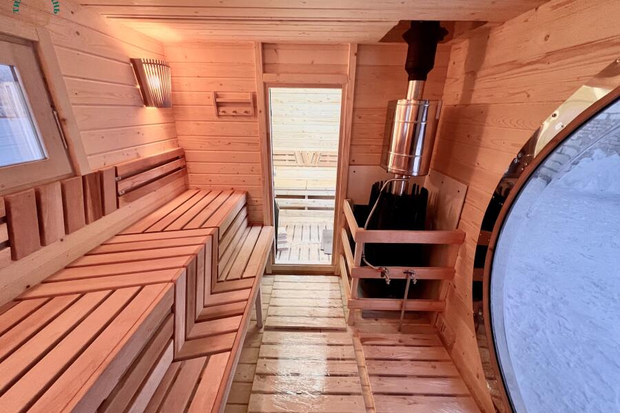 Баня овальная с панорамным куполом 3*5 м, две комнаты, с подсветкой, фото 21