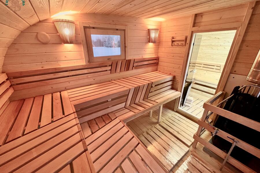 Баня овальная с панорамным куполом 3*5 м, две комнаты, с подсветкой, фото 22