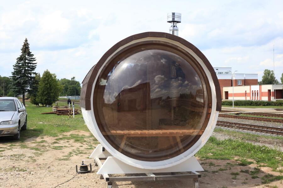 Баня Батискаф 2,6 м белая, топка снаружи, фото 12