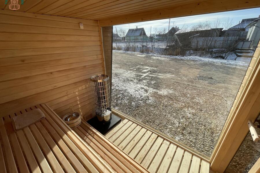 Каркасная сауна с панорамным окном по Финской технологии Сканди, фото 17