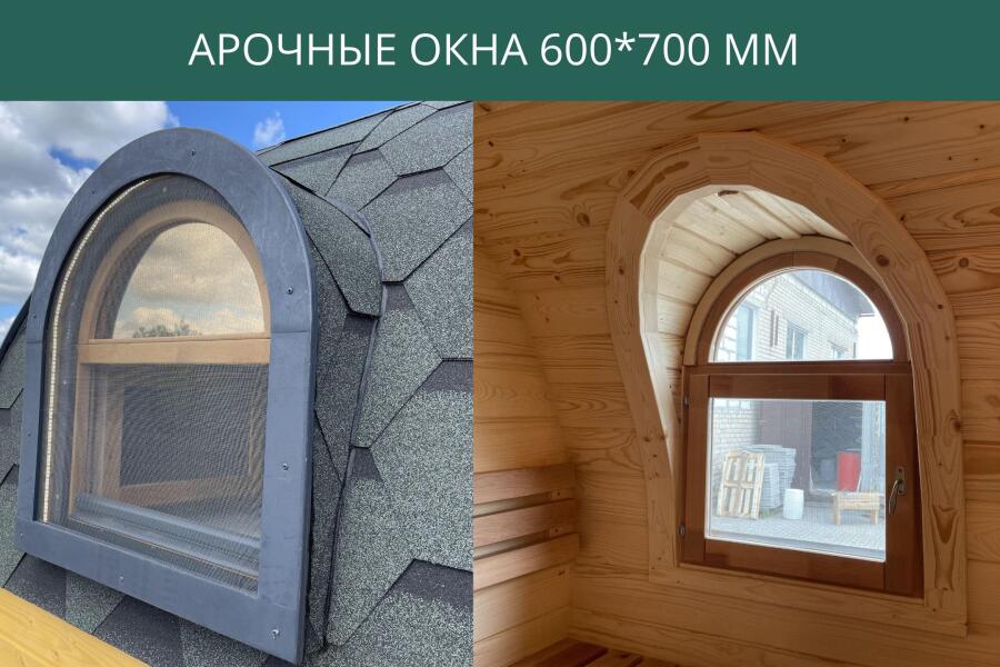 Арочное окно из ольхи 600*700 мм, фото 3