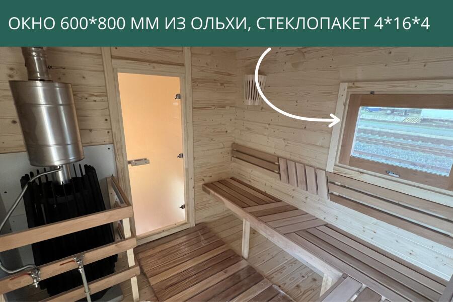 Окно 600*800 мм из ольхи, стеклопакет 4*16*4, фото 3