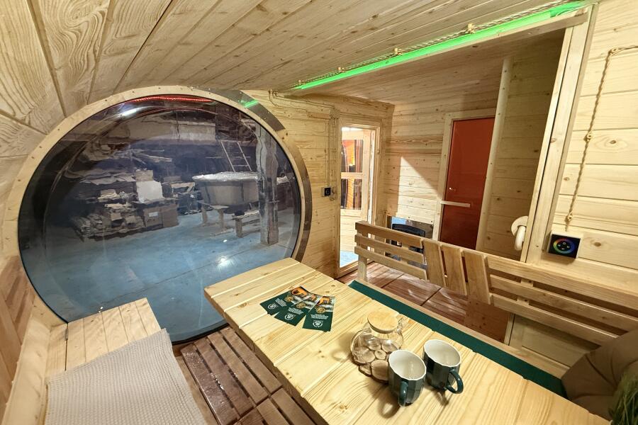 Баня овальная 3*6 метра с панорамным куполом и душевой , фото 8